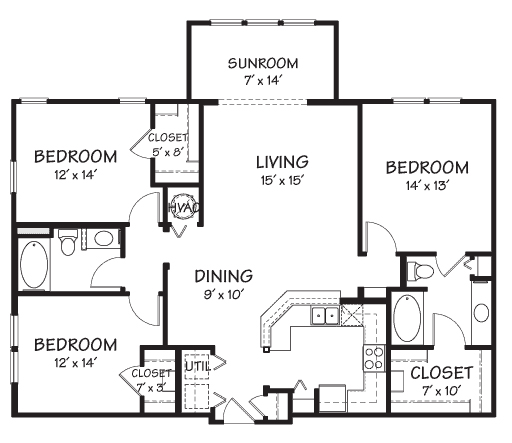 Three A with Sunroom 277 277 floor plan