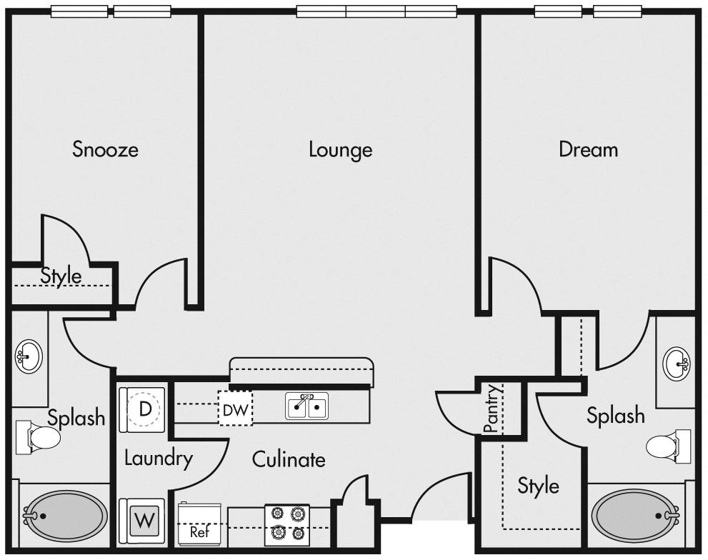 Two Bedroom D1 359C 359C floor plan