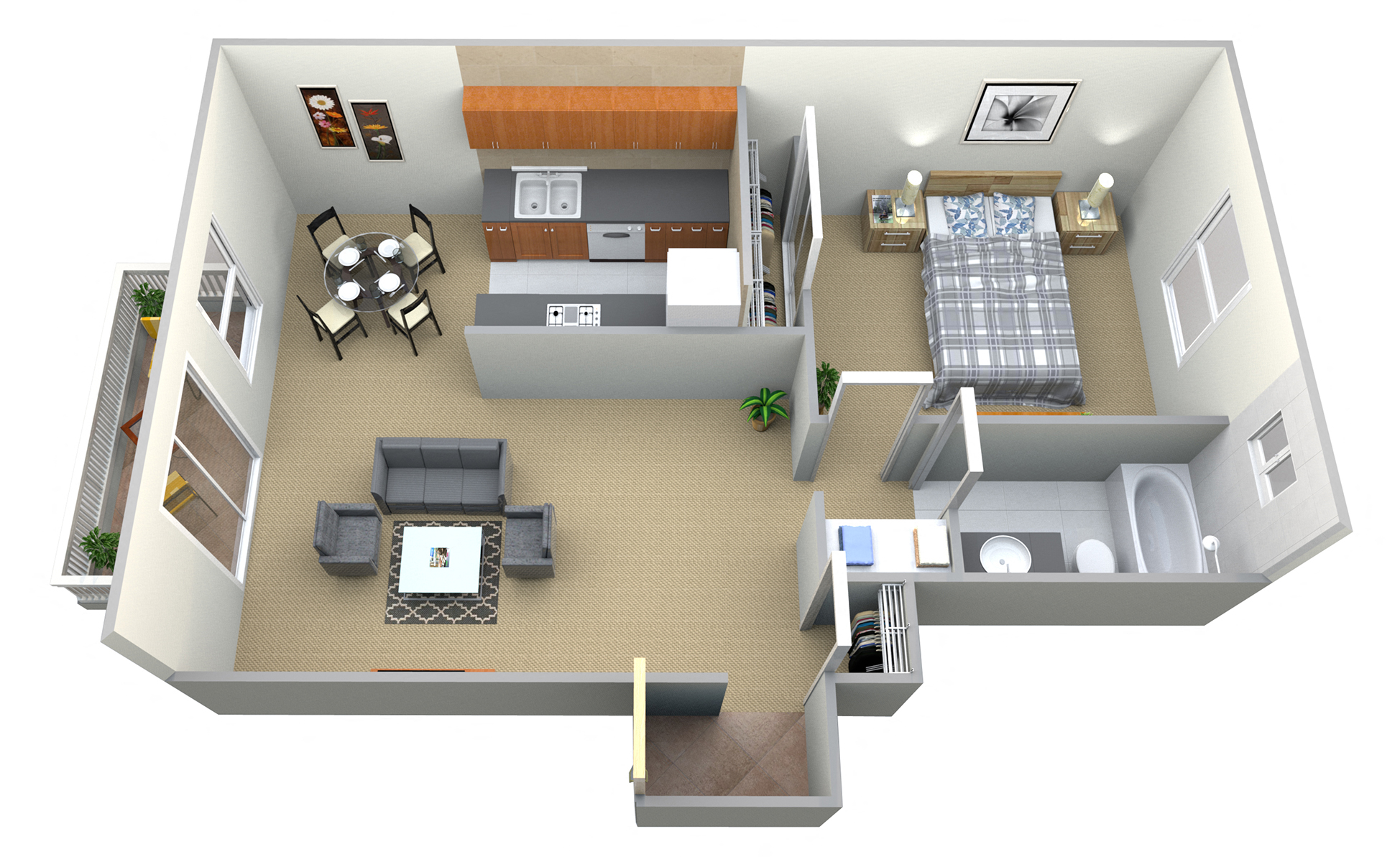 1 BED 1 BATH SMALL 227 227 floor plan