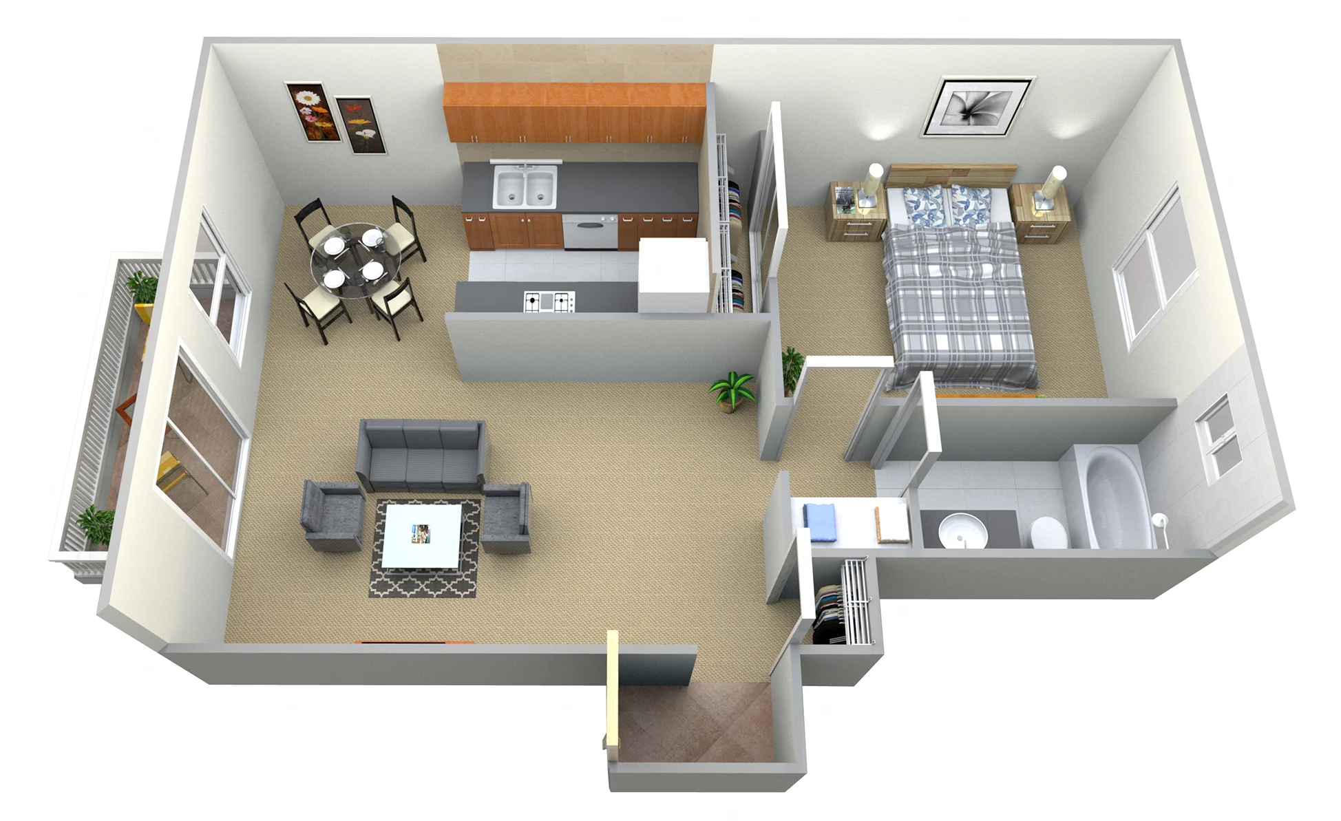 1 BED 1 BATH SMALL 110 110 floor plan