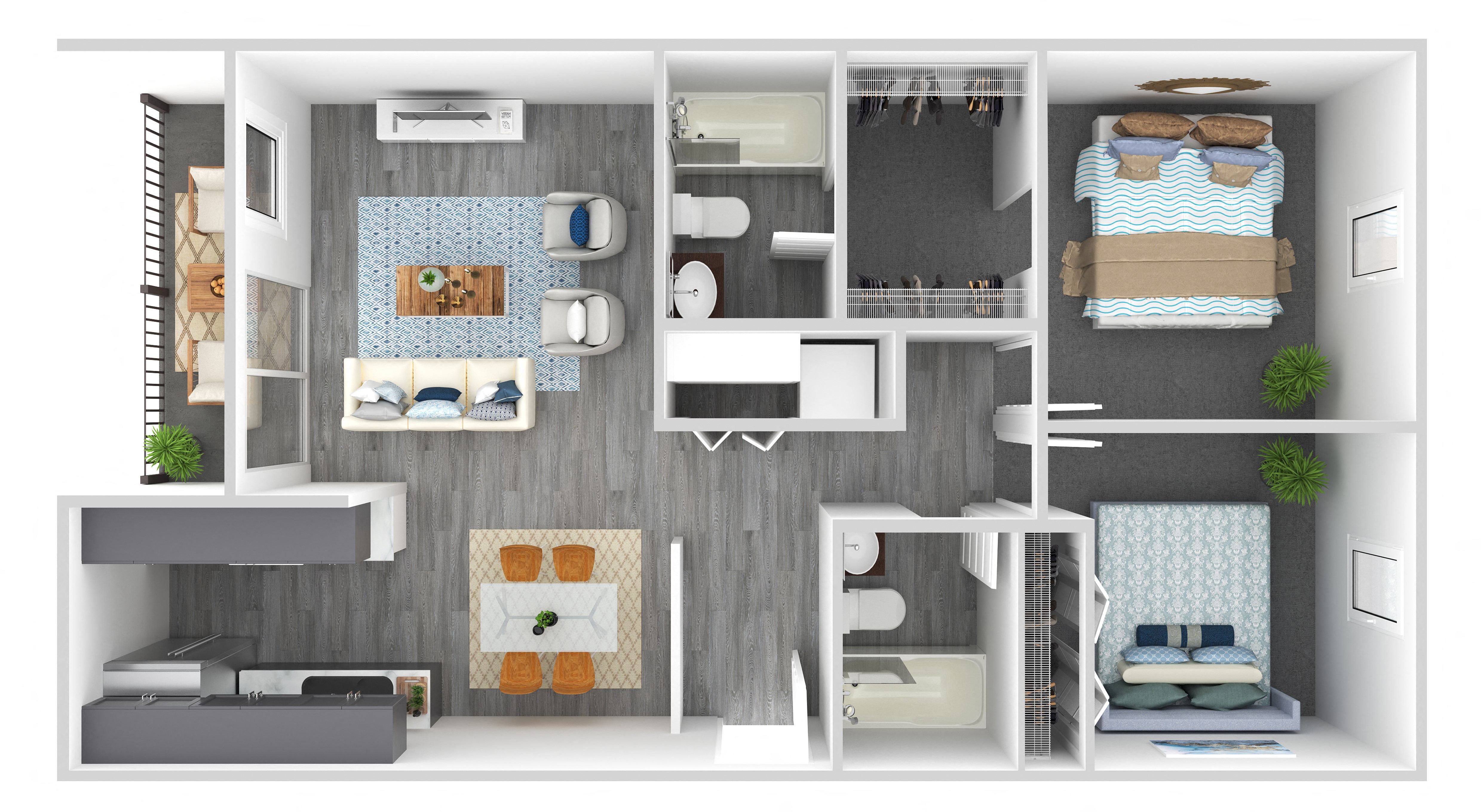 2 Bed - 2 Bath 203 203 floor plan