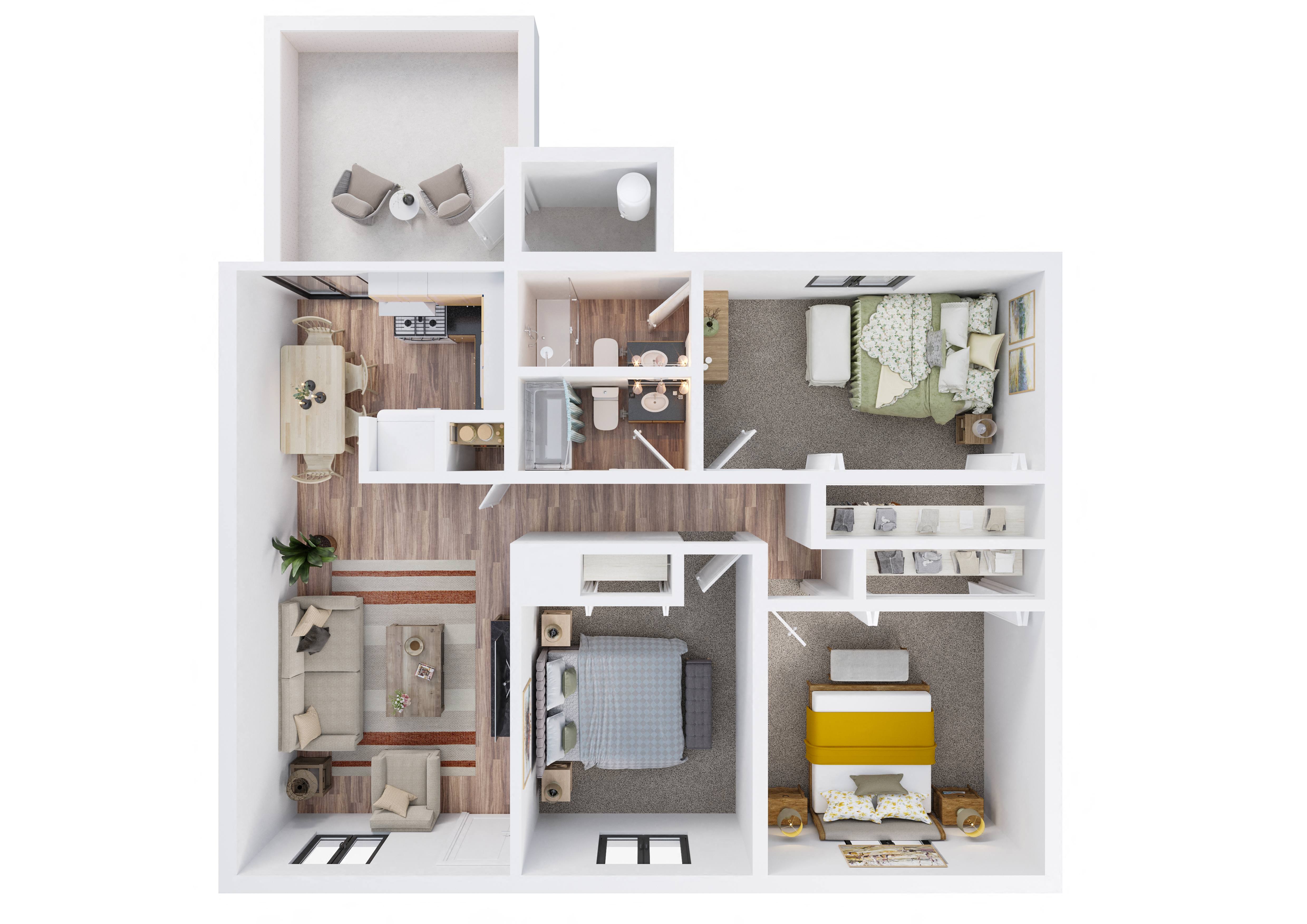 3 Bed - 2 Bath 236 236 floor plan