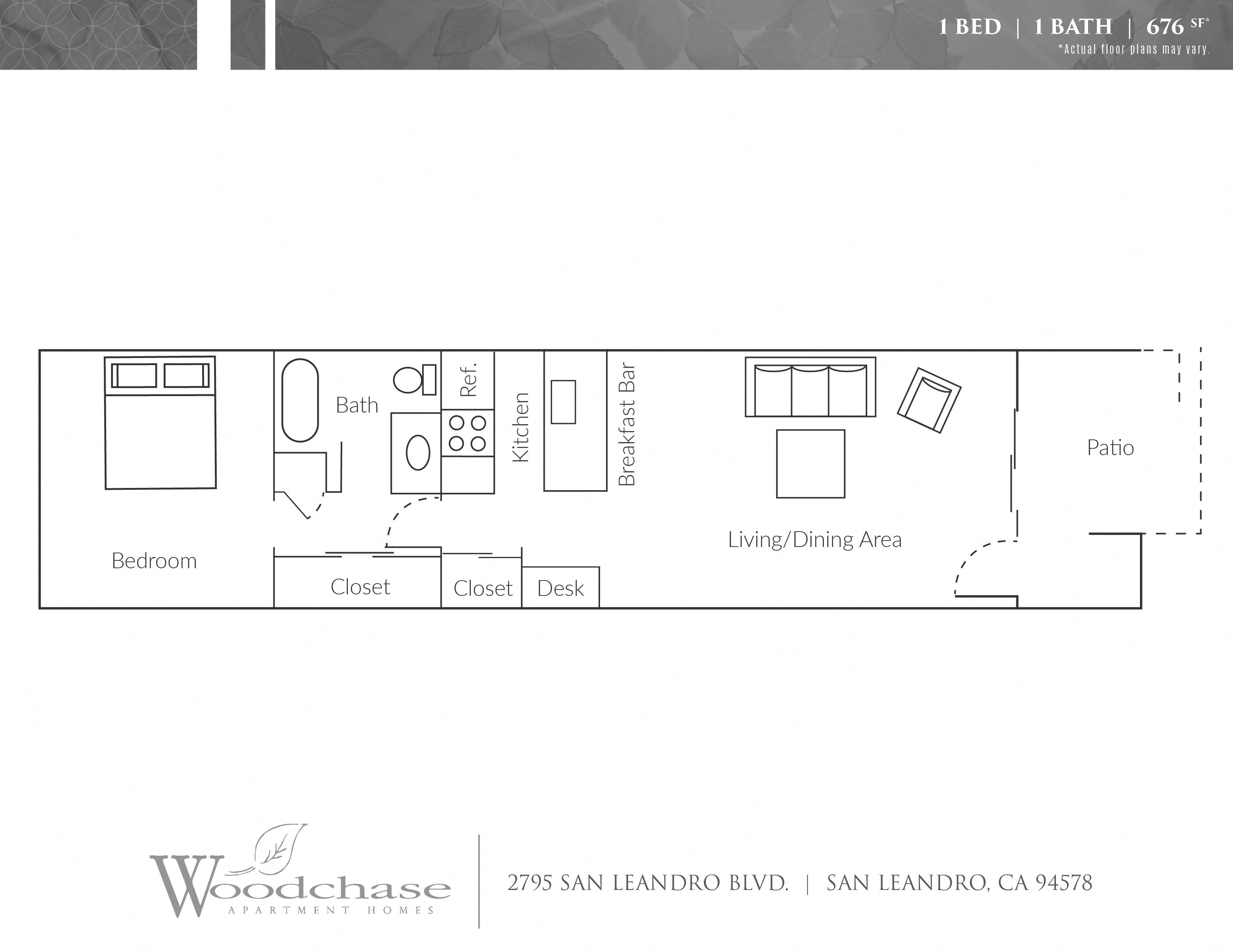 Woodchase 1 BR, 1 BA Flat 08-109 08-109 floor plan