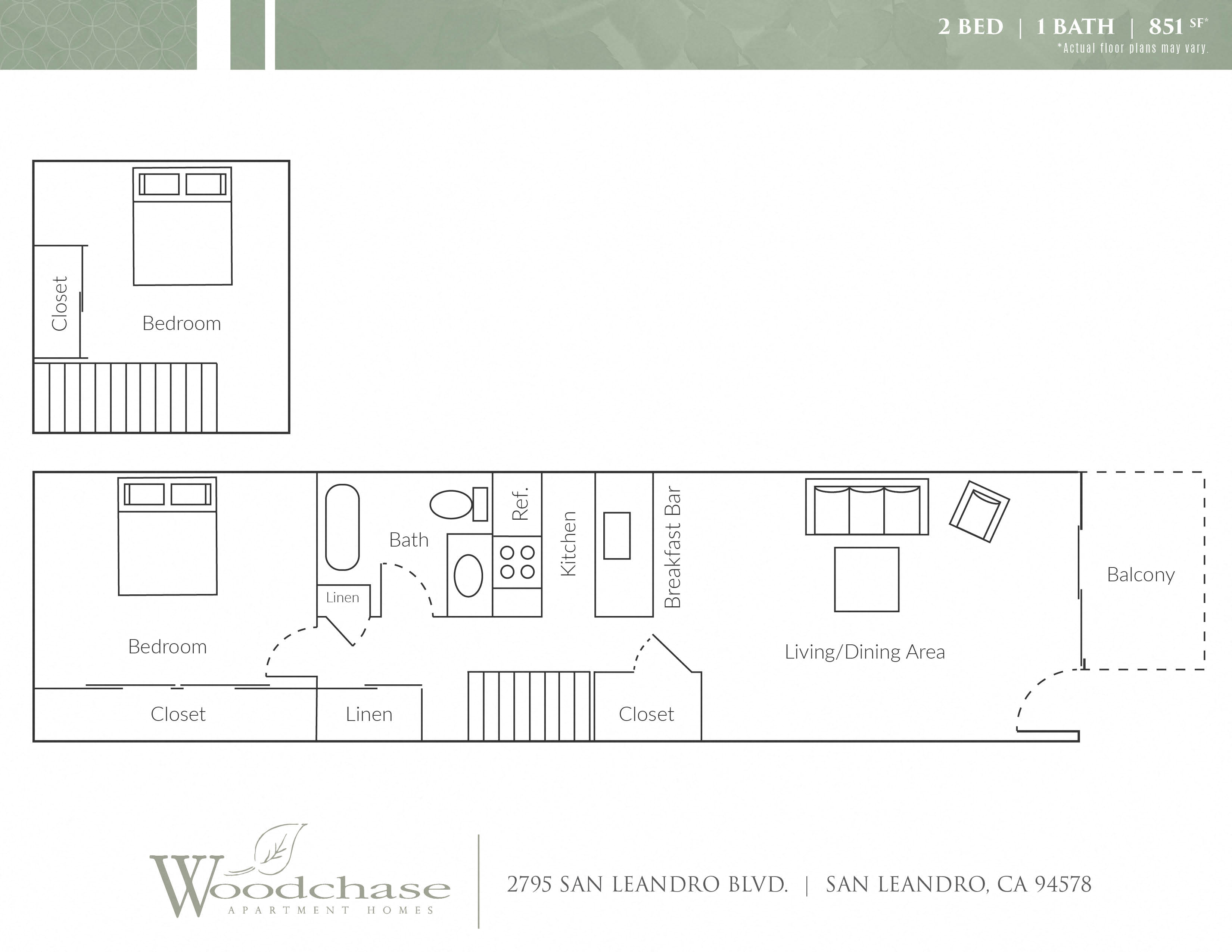 Woodchase 2 BR, 1 BA Loft 08-214 08-214 floor plan