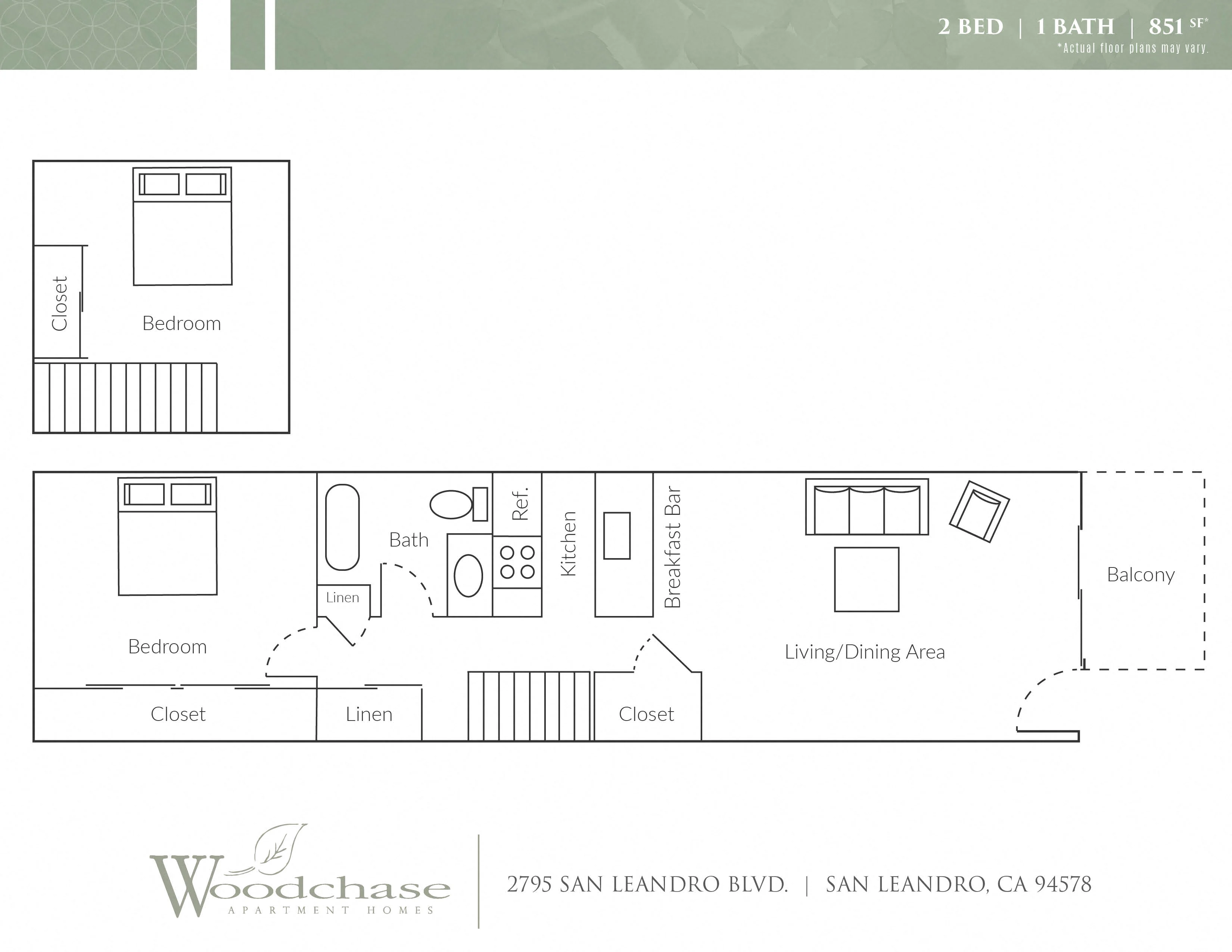 Woodchase 2 BR, 1 BA Loft 08-214 08-214 floor plan