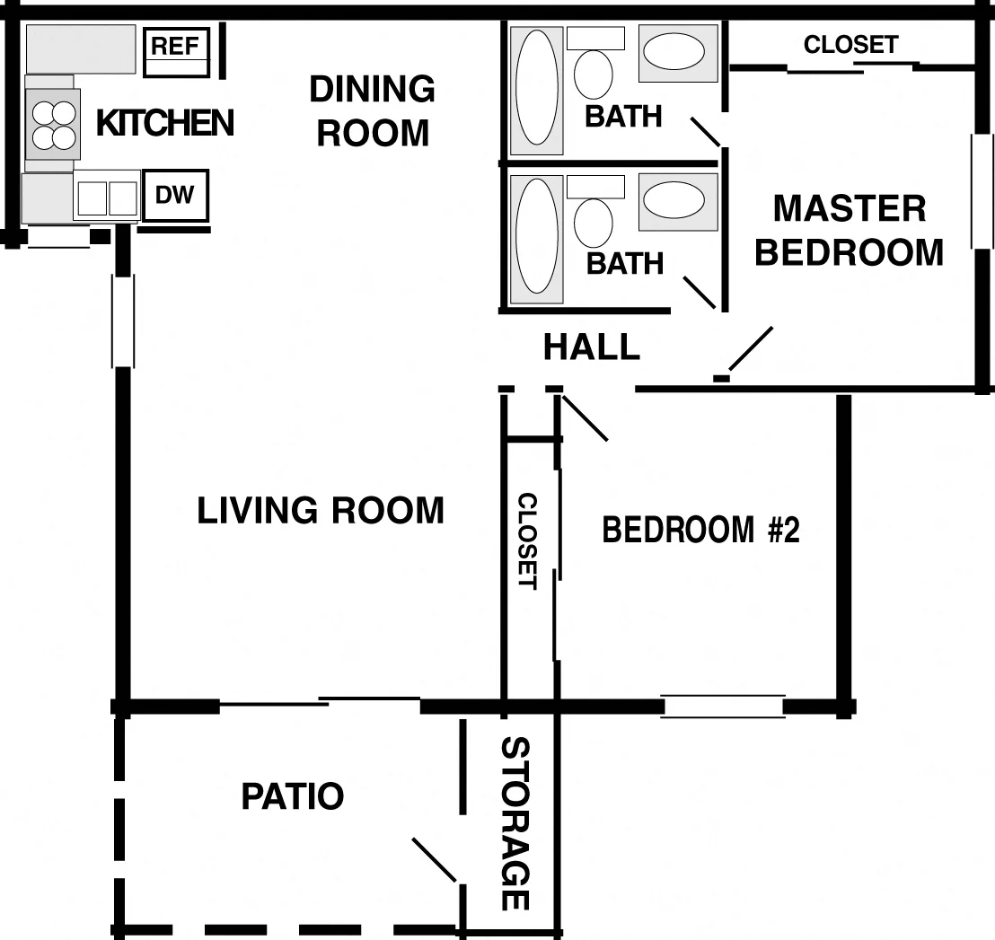 2 bedroom, 2 bath 2028 2028 floor plan