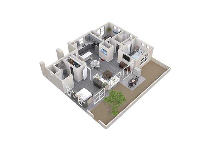 Three Bedroom Two Bathroom 077 077 floor plan