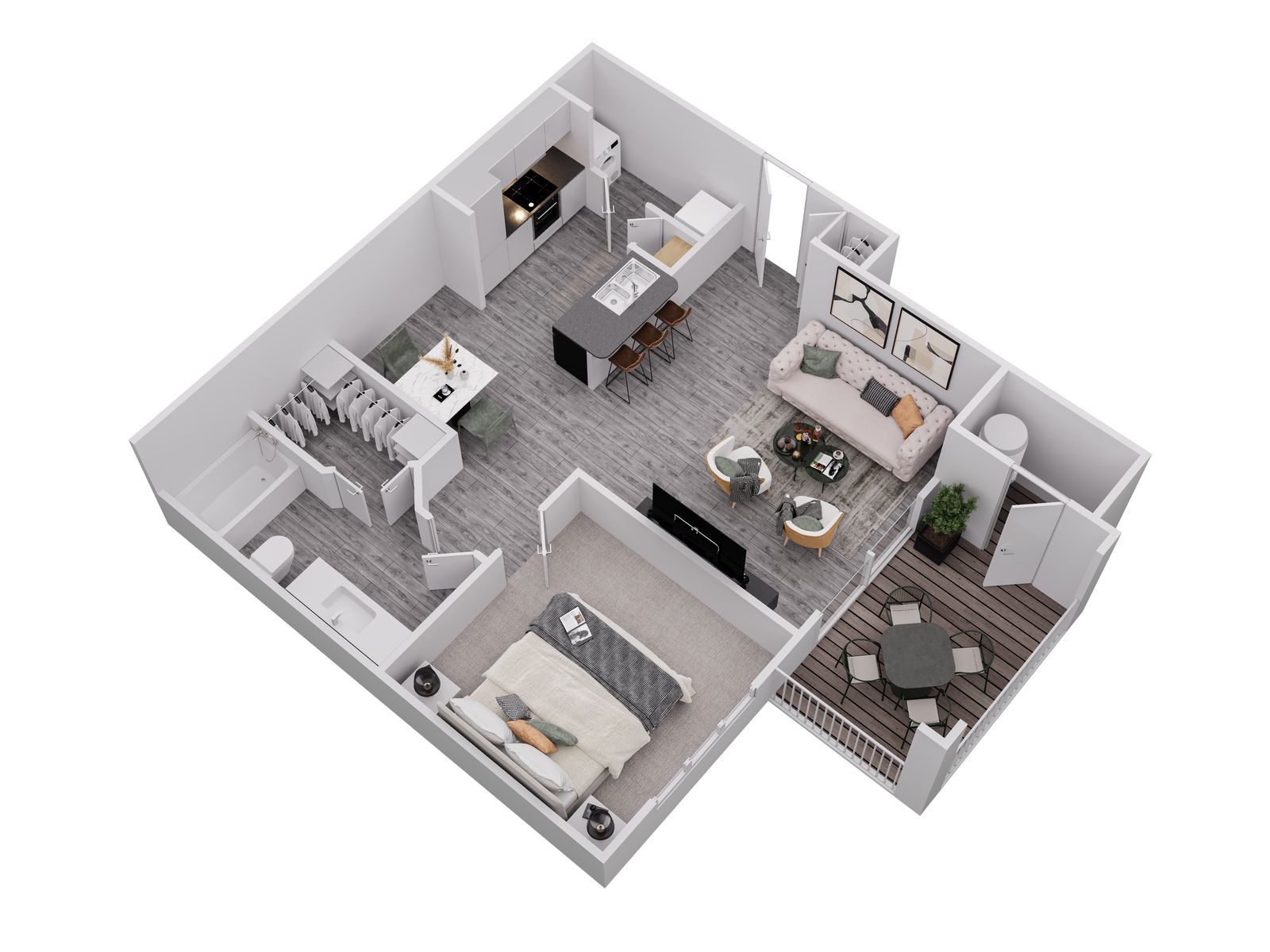 A1 - 707 SQUARE FEET 1076 1076 floor plan