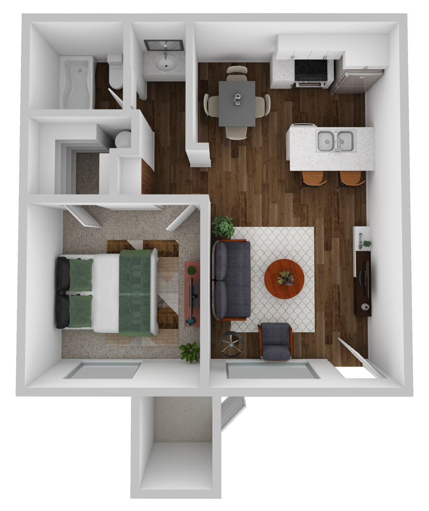 1 Bedroom 211 211 floor plan