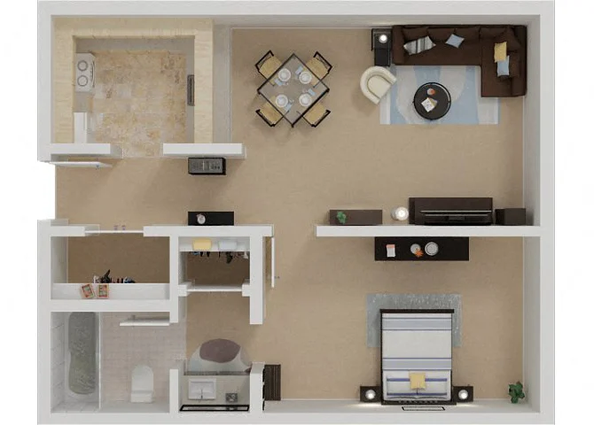 One Bedroom One Bath 243 243 floor plan