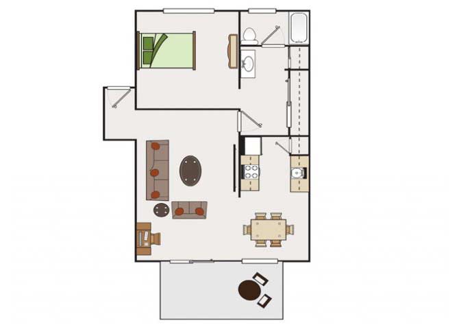 1x1 Condo Large 103H1 103H1 floor plan