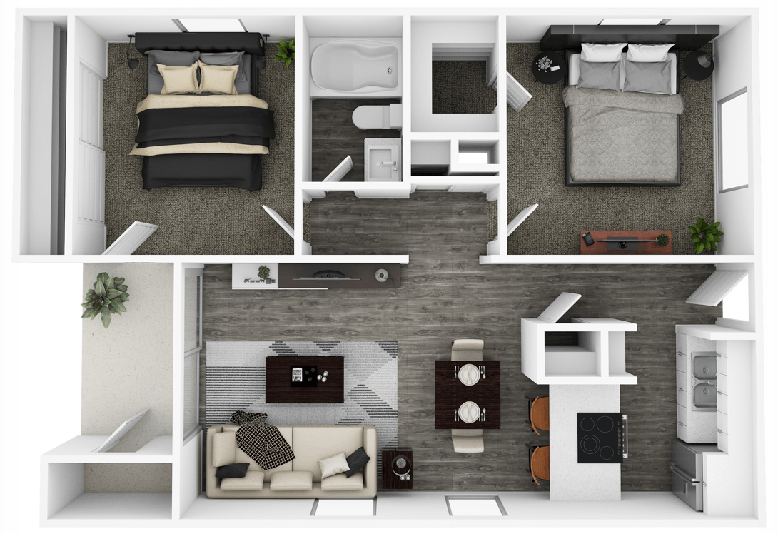 Two Bedroom One Bath 2066 2066 floor plan