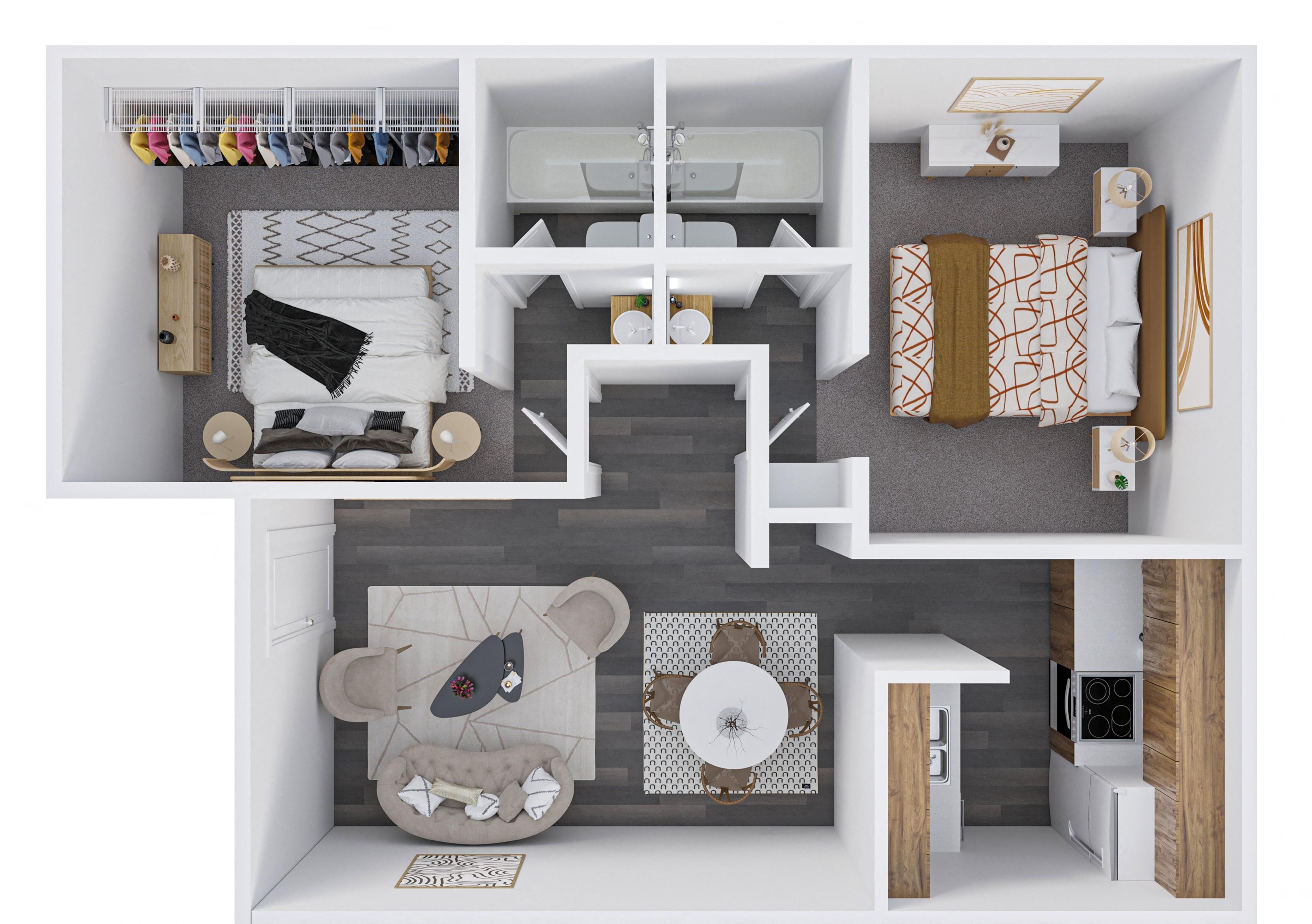 Two Bedroom Two Bath 263 263 floor plan