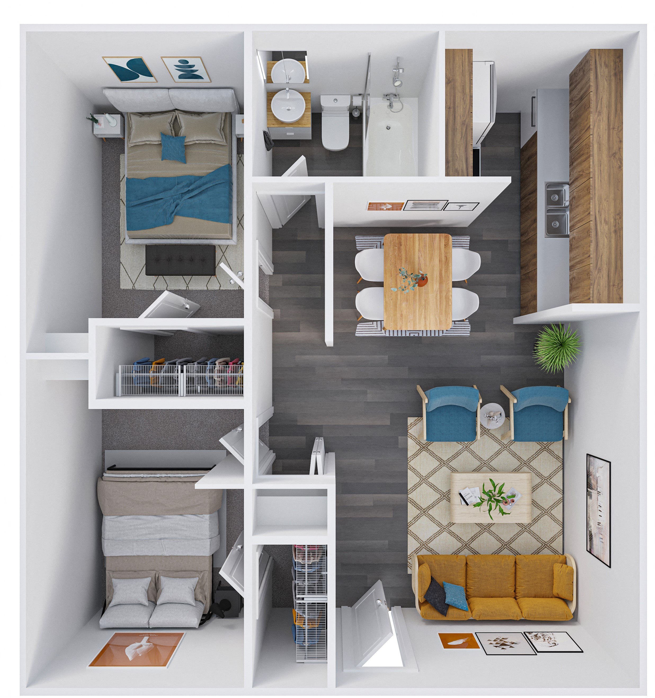Two Bedroom One Bath 255 255 floor plan