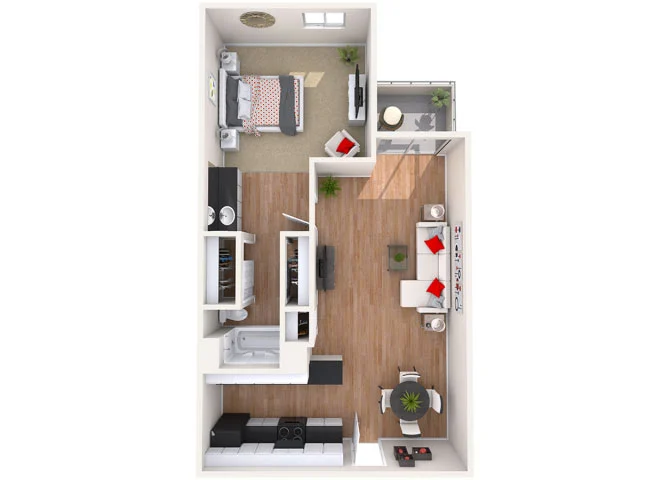 One Bed, One Bath 230 230 floor plan