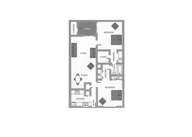 Two Bedroom One Bath 120 120 floor plan