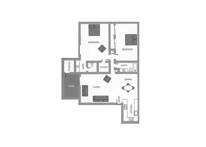 Two Bedroom Two Bath 257 257 floor plan