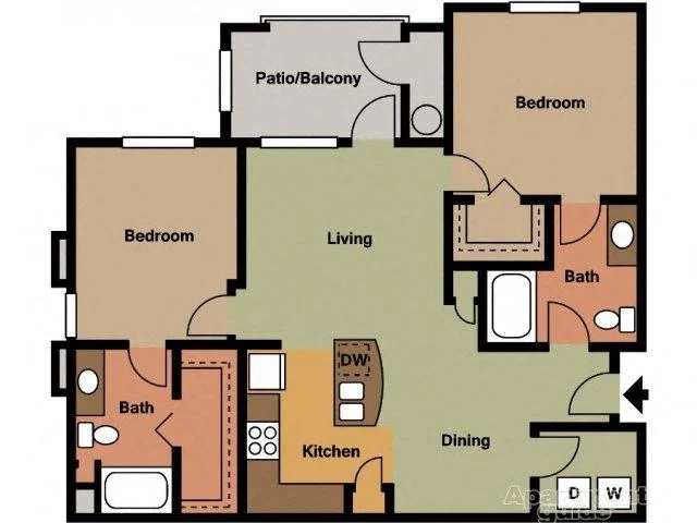 Arabian Two Bedroom Two Bathroom 3020 3020 floor plan