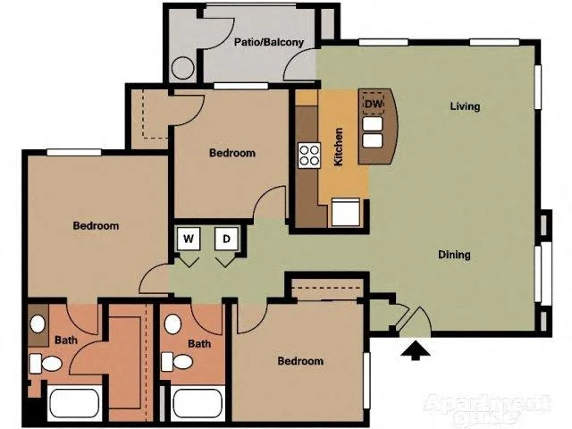 Brandenburg Three Bedroom Two Bathroom 1031U 1031U floor plan