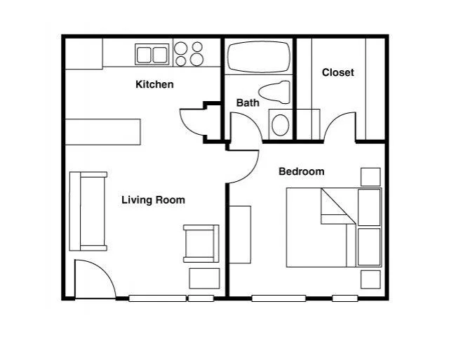 Furnished 1 Bedroom 1114 1114 floor plan