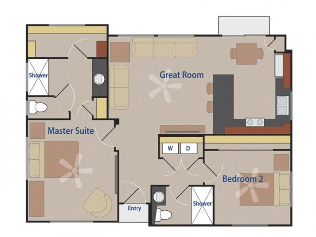 The Batleur Two Bedroom Two Bathroom 1041 1041 floor plan