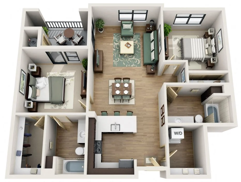 B2 - 2 Bedroom, 2 Bath 1007 1007 floor plan