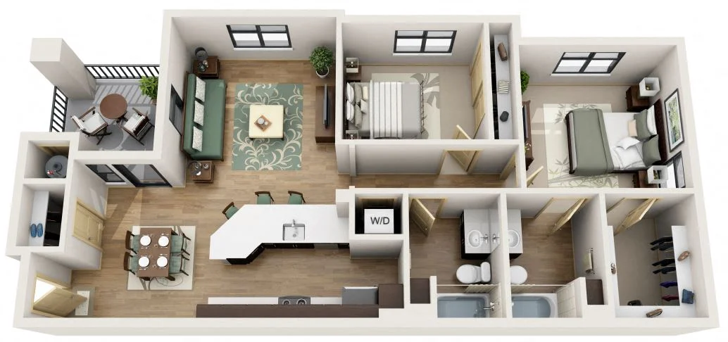 B3 - 2 Bedroom, 2 Bath 2015 2015 floor plan
