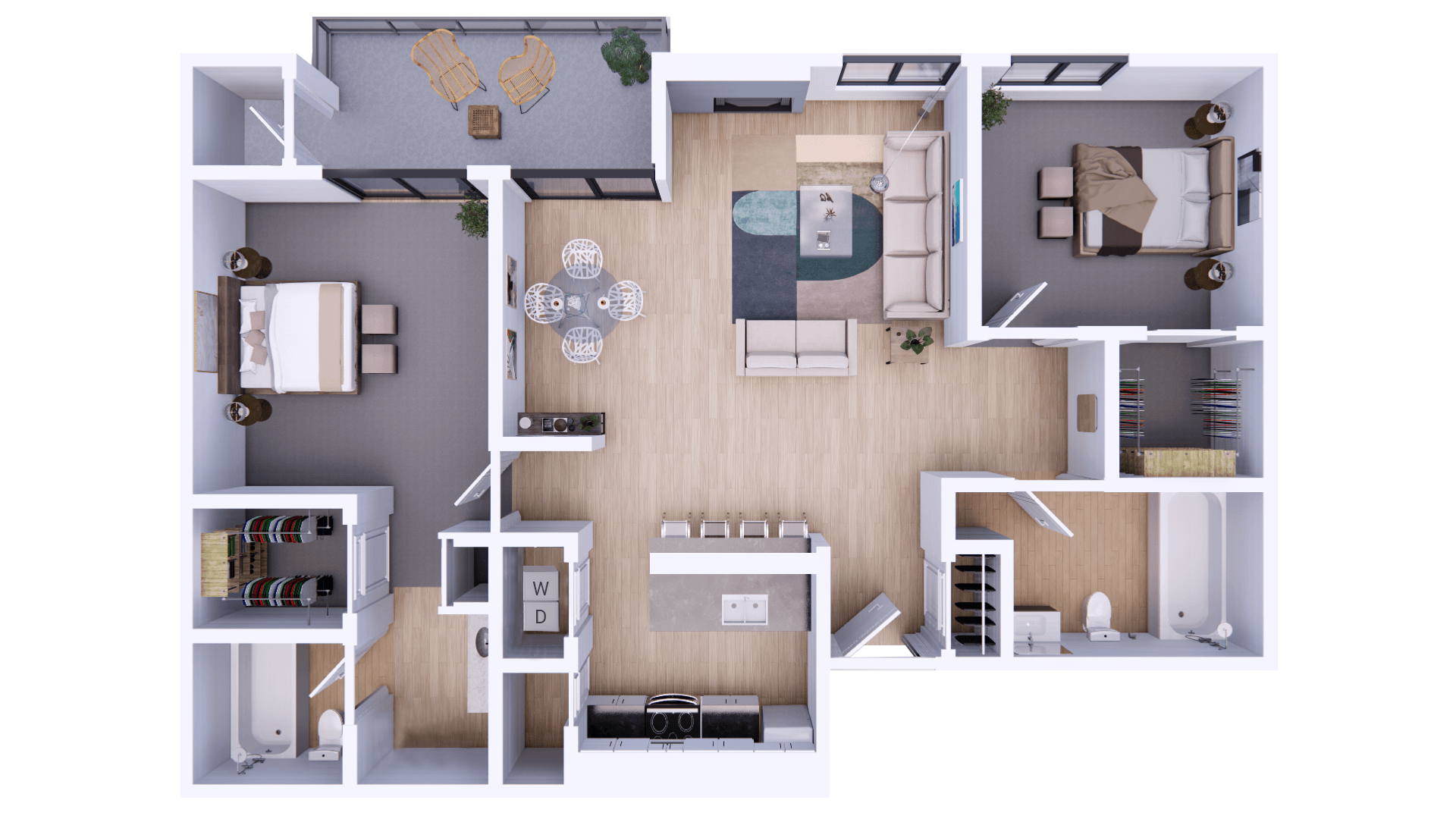 E - 965 SQ FT 2x2 220 220 floor plan