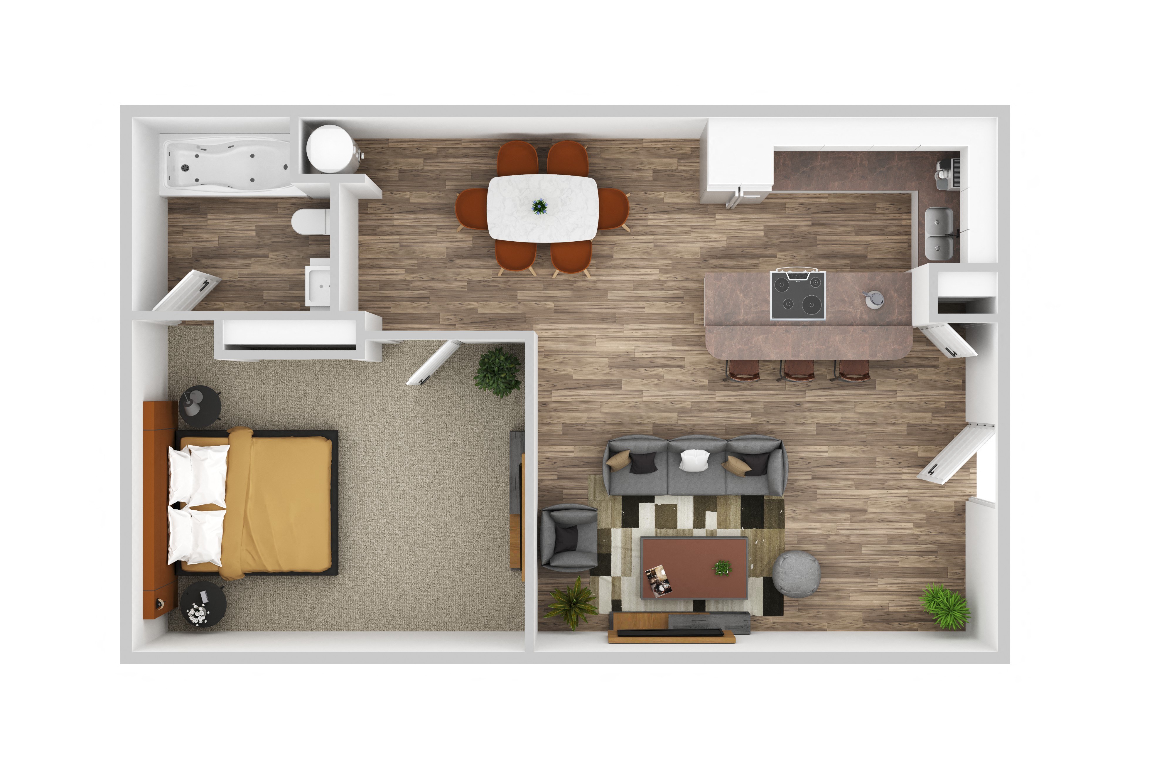 One Bedroom One Bathroom 210 210 floor plan