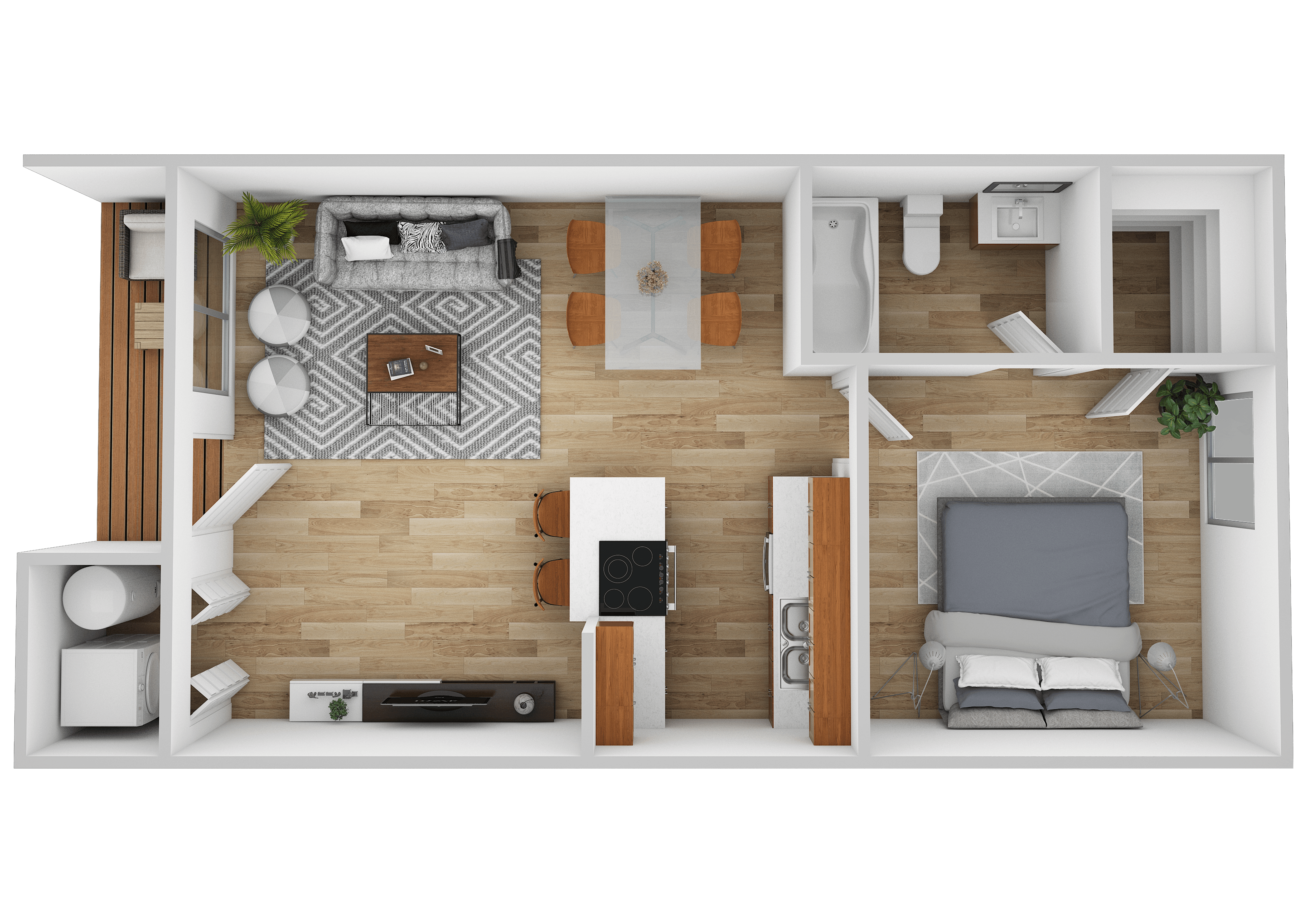 One Bedroom One Bathroom 35-102 35-102 floor plan