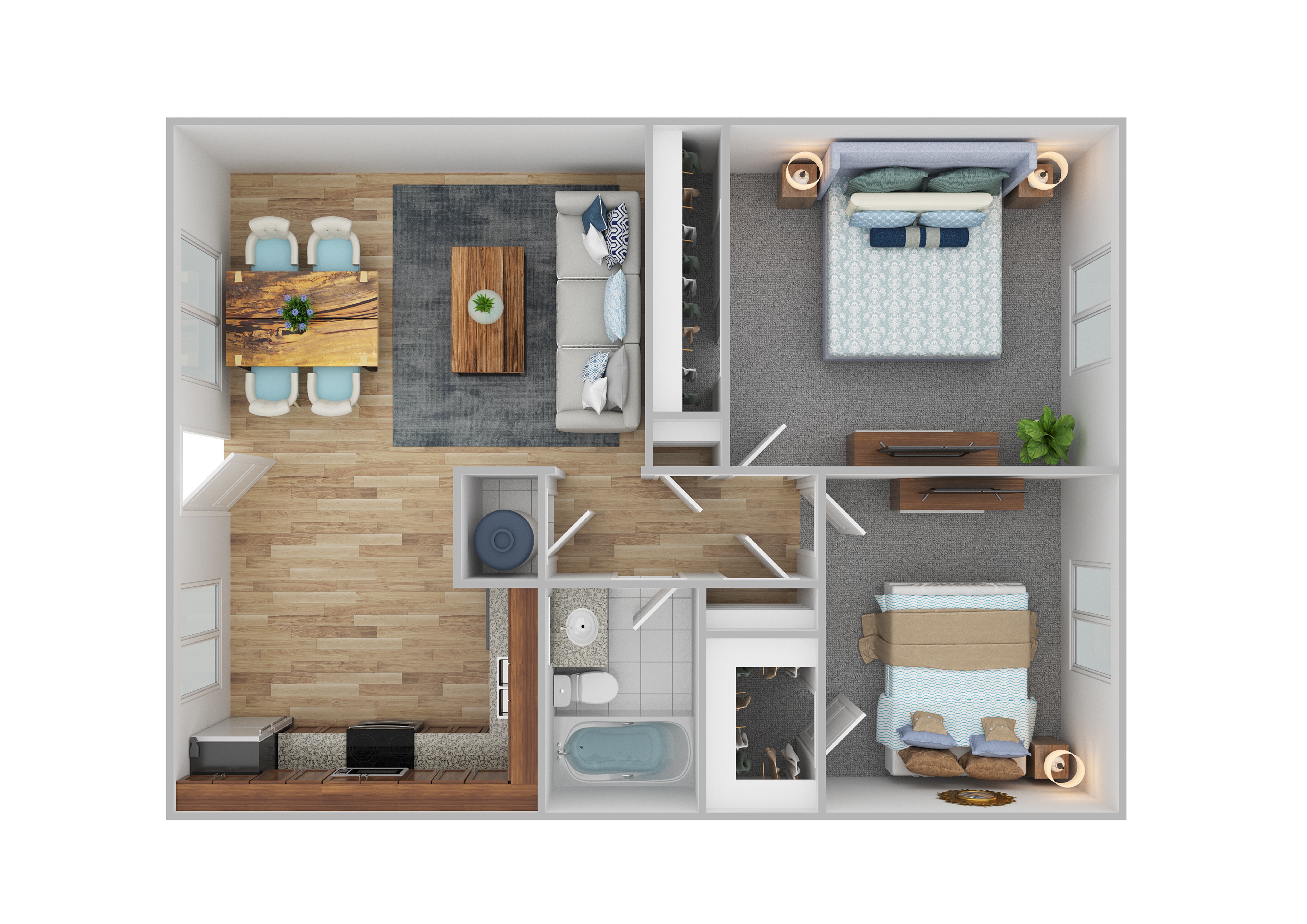 Two Bedroom One Bathroom 103 103 floor plan