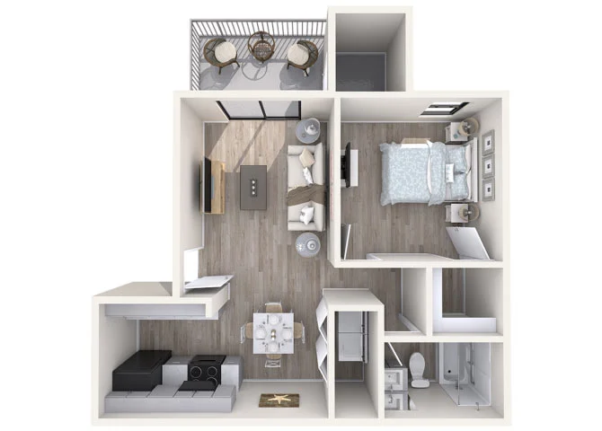 1 Bed/1 Bath Classic 1019 1019 floor plan