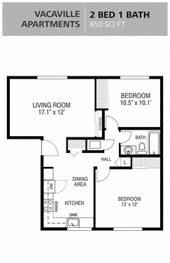 Two Bedroom 1400-A 1400-A floor plan