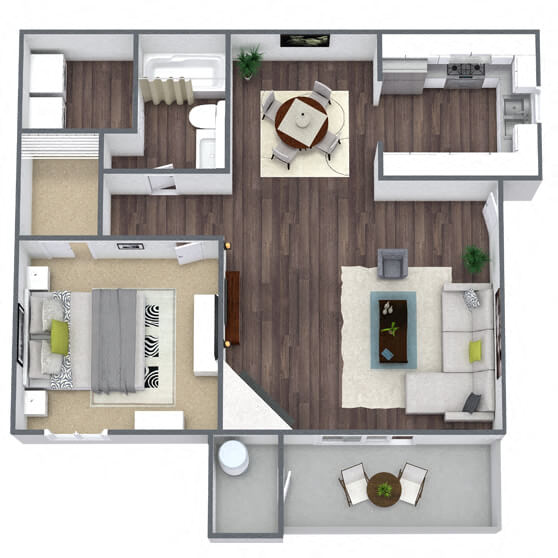 A1: 1 Bed 1 Bath 1L1100 1L1100 floor plan