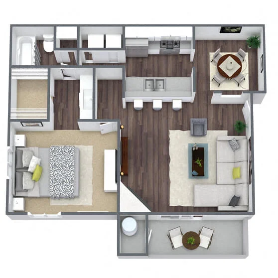 A2: 1 Bed 1 Bath 1L1026 1L1026 floor plan
