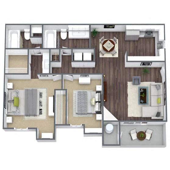 B2: 2 Bed 2 Bath 2A3013 2A3013 floor plan