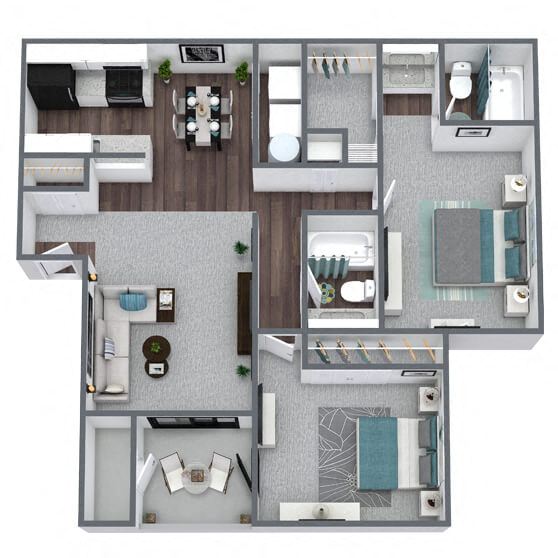 B2: 2 Bed 2 Bath 202-1 202-1 floor plan