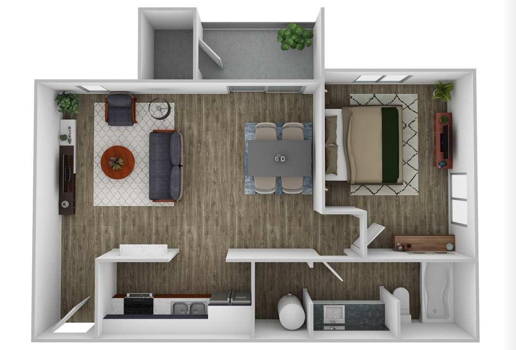 One Bed One Bath 122 122 floor plan