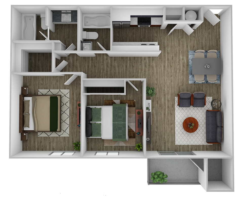 Two Bed Two Bath 107 107 floor plan