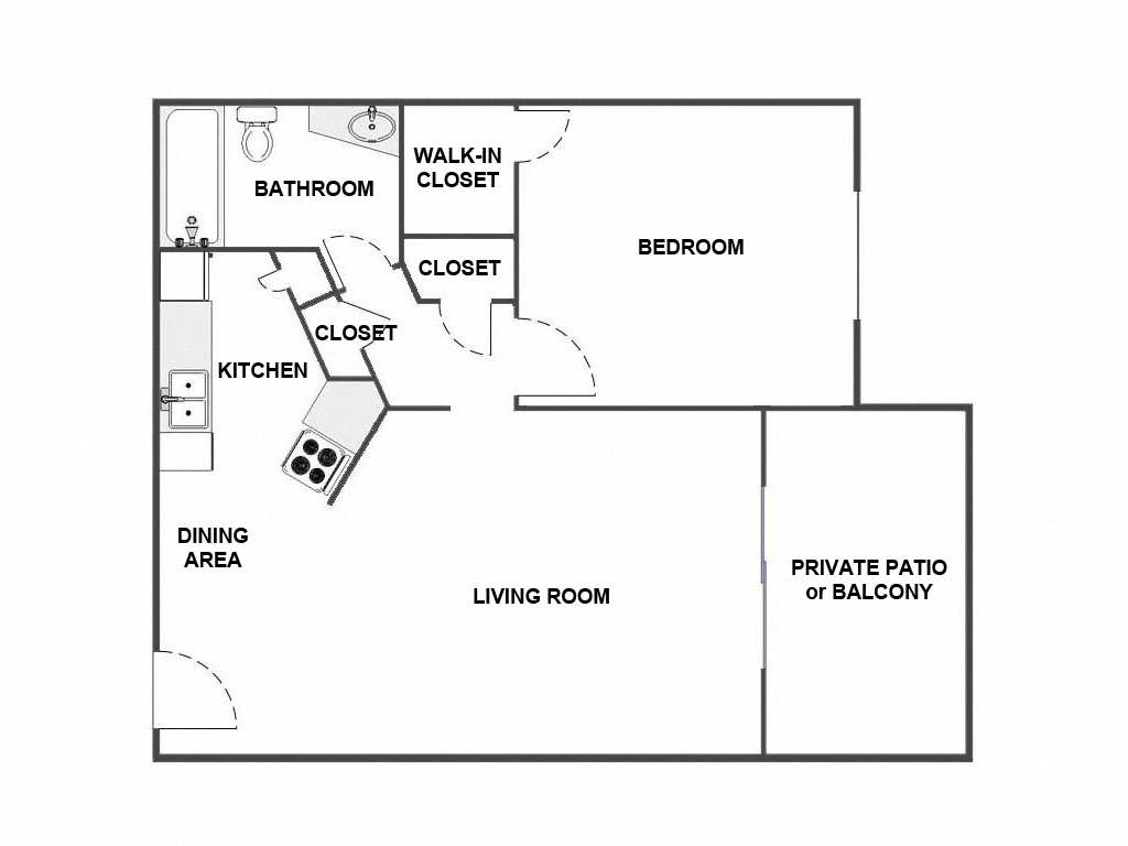 1 Bed / 1 Bath: Type D 415-205 415-205 floor plan
