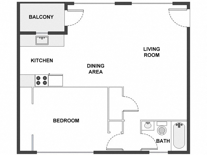 1 Bed / 1 Bath: Type C 26 26 floor plan