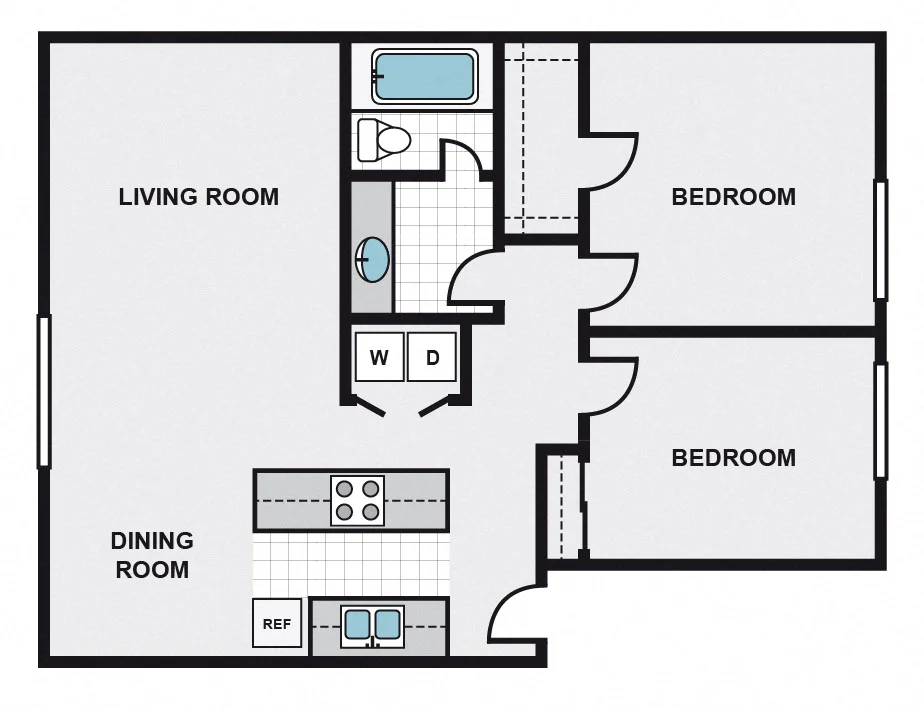 Two Bedroom One Bathroom AA 49 49 floor plan