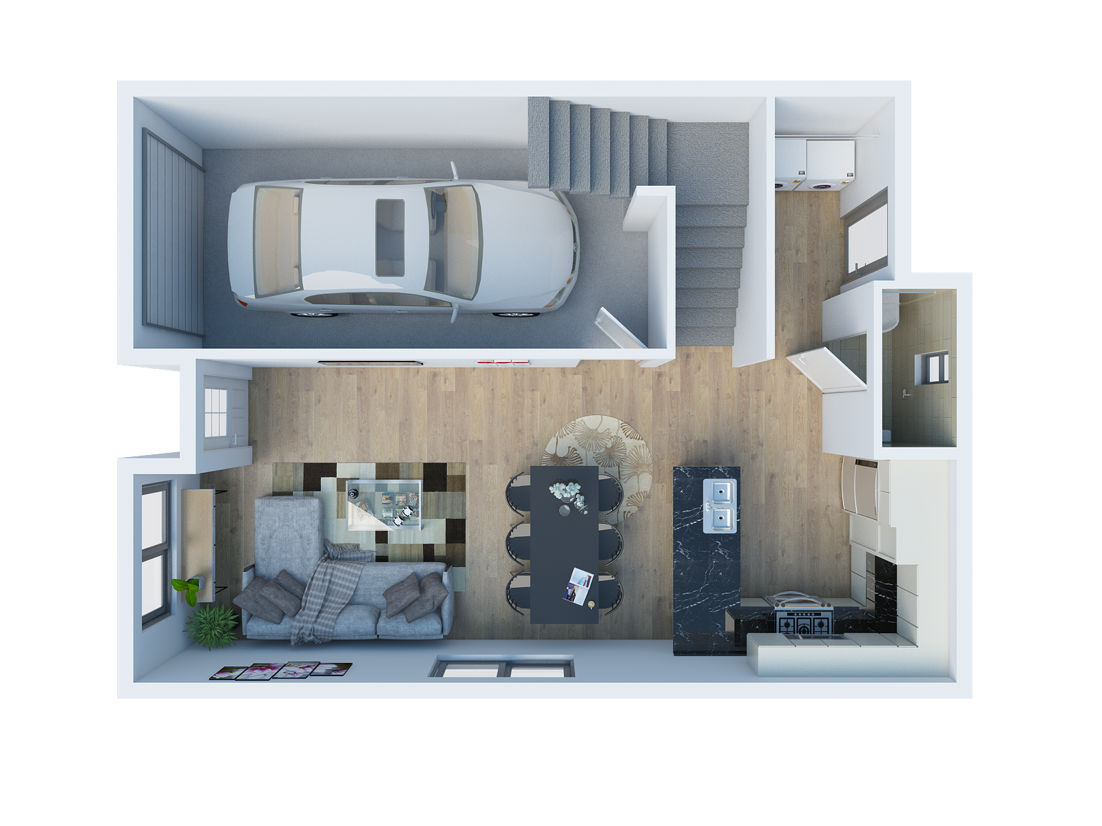 Three Bedroom Two and a Half Bathroom 1,266 Sq Ft With Attached Garage 0105 0105 floor plan