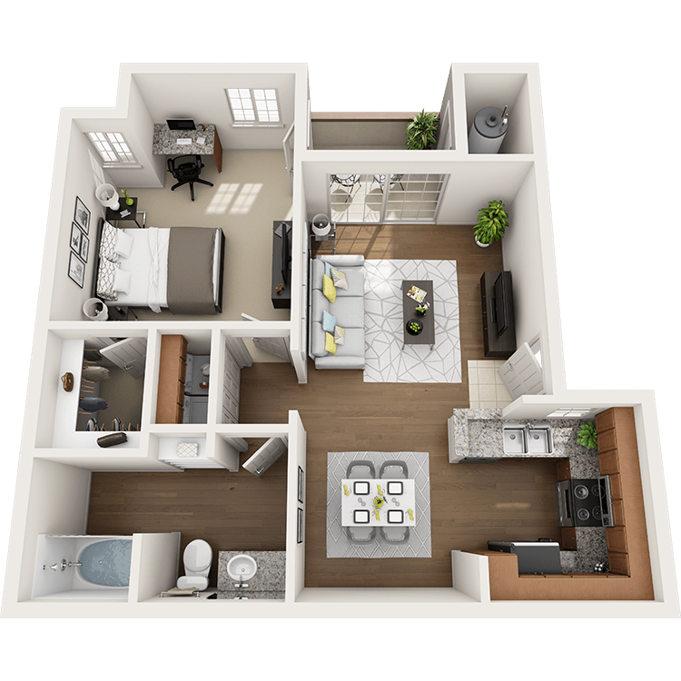 1 Bed 1 Bath 254 254 floor plan