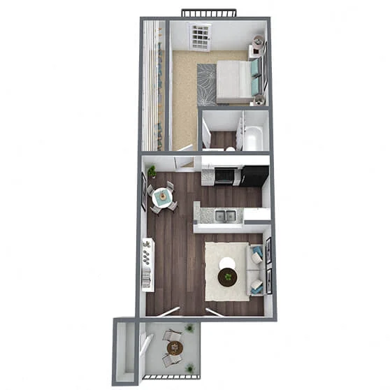 A1: 1 Bed 1 Bath 3076 3076 floor plan