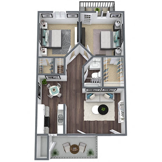 B1: 2 Bed 1 Bath 1063 1063 floor plan