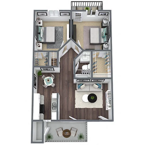 B1: 2 Bed 1 Bath 1111 1111 floor plan