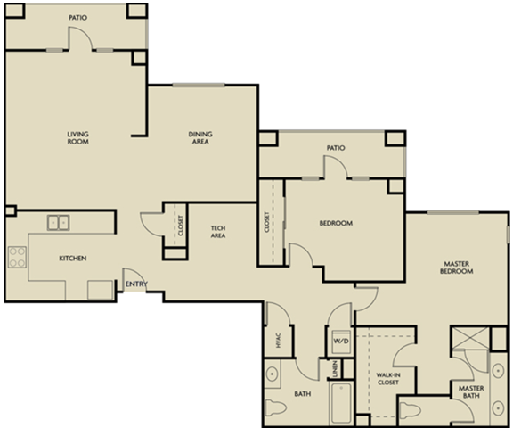2 Bedroom 2 Bathroom Plan H 202 202 floor plan