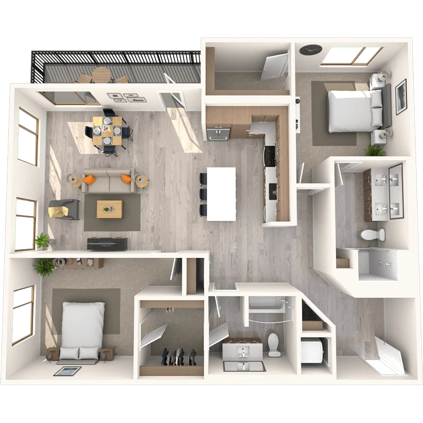 B2 2x2-1475 SF 575 575 floor plan