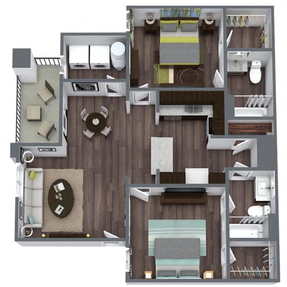 B1: 2 Bed 2 Bath 3196 3196 floor plan